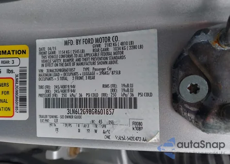 2016 Lincoln Mkz from USA, damaged, VIN 3LN6L2G98GR601857